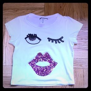 Davida Sequin Face SS Top - Size (Juniors) S